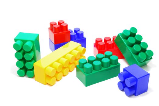 Heap of Colored Lego Bricks Isolated on White