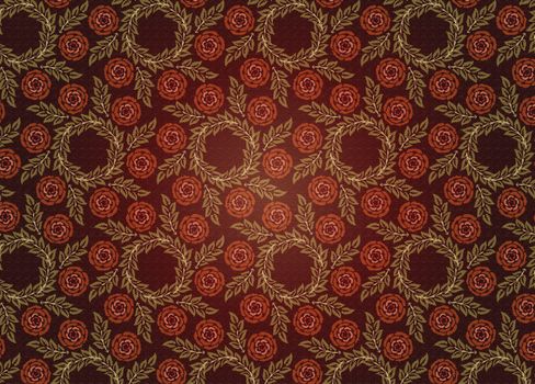 Red-brown Floral Wallpaper made on canvas