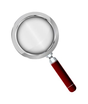 Realistic Magnifying Glass With Wooden Grip On White