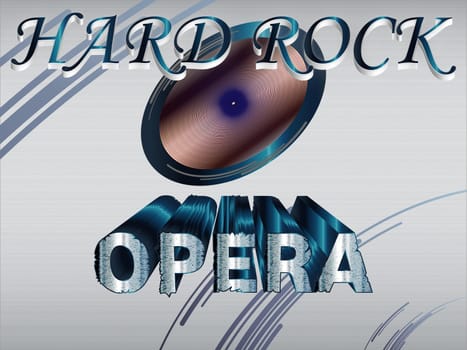 Hard Rock background 3D symbol with metallic elements