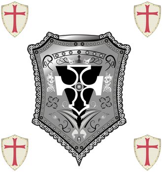 Crusader shield with four cross shields at the perimeter