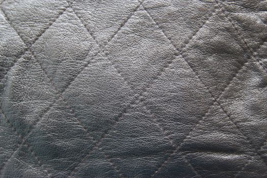 leather texture colose-up with linear stiches. Part of a leather jacket.