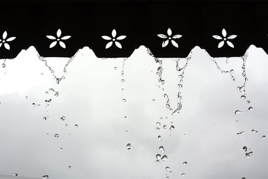 Drops of water from the roof