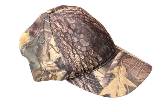 camouflage hunting cap isolated over white background