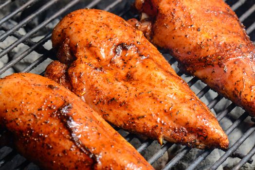 Three Chicken Breasts on the Grill