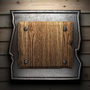 wooden plate on wall made in 3d