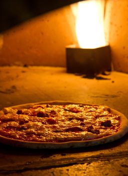 an italian Pizza baking in the oven