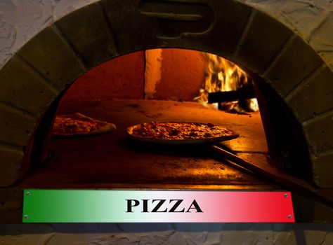 an italian Pizza baking in the oven