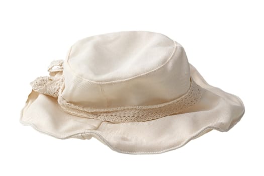 fabric summer hat isolated over white background
