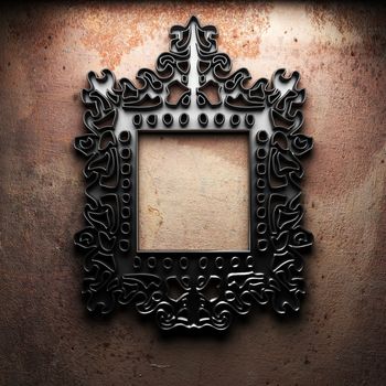 Retro frame on concrete wall