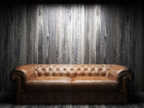 leather sofa in dark room