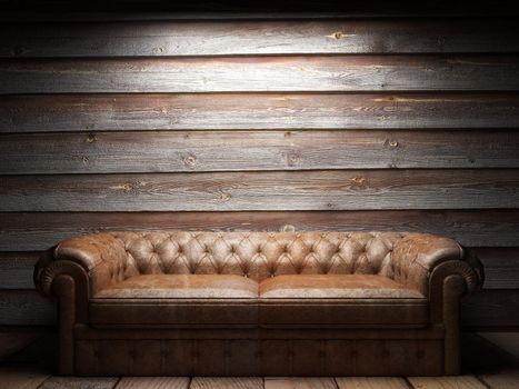 leather sofa in dark room