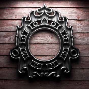 Retro frame on wooden wall