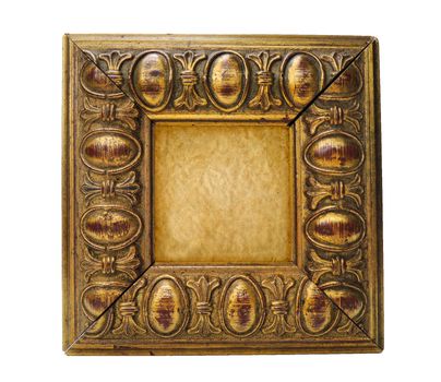 Antique golden frame isolated on white