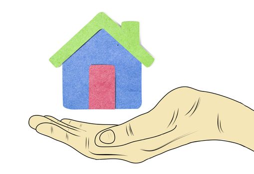 papercraft house on hand  icon