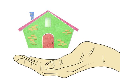 papercraft house on hand  icon