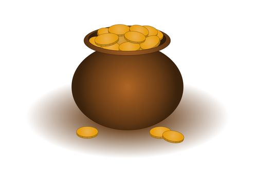 Riches symbol: clay pot filled with gold coins