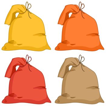 Bags from a linen fabric of different colours, set