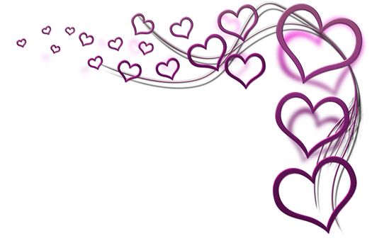 Valentines day background for your designs with purple hearts and swirls