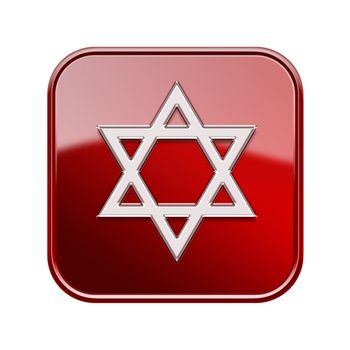 David star icon glossy red, isolated on white background
