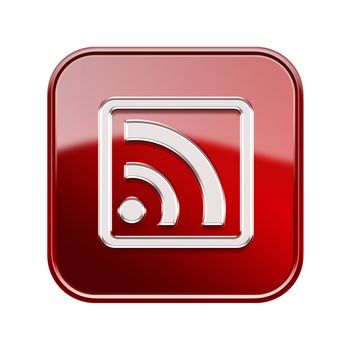 WI-FI icon glossy red, isolated on white background