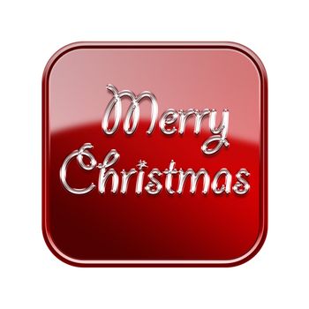 Merry Christmas icon glossy red, isolated on white background