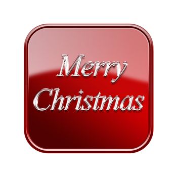 Merry Christmas icon glossy red, isolated on white background