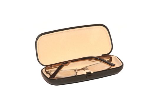 Glasses In The Spectacle Case Over White