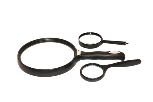 The three magnifying glasses on white background 