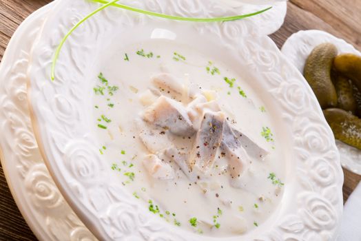 herring with potato and cream