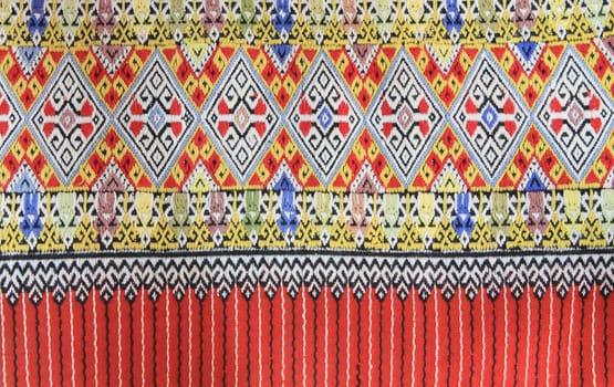 Closeup texture of thai style fabric weave hand-woven