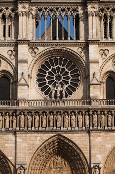 Detail of Cathedral Notre Dame in Paris, France