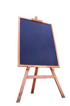 Blank art board, wooden easel, front view, isolated on white, with clipping path 