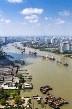 Chao Praya river city scape Bangkok Thailand