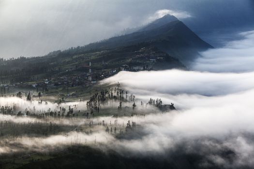The mist at Cemoro Lawang Village Bromo Indonesia
