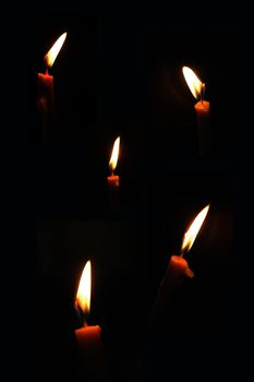 Candles isolated on black background 