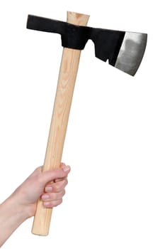 Hand holding an ax