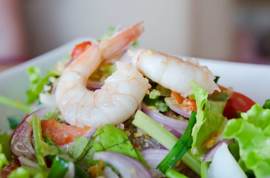 mixed  vegetable and  shrimp, Thai spicy salad