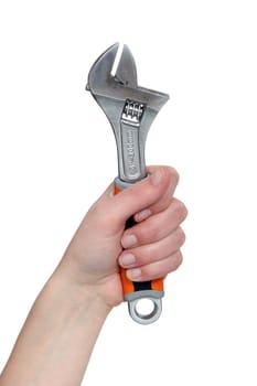 hand holding a spanner