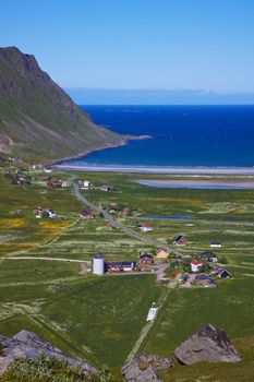 Scenic view of picturesque norwegian village on Lofoten islands