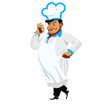 Funny Chef  happy on a white background