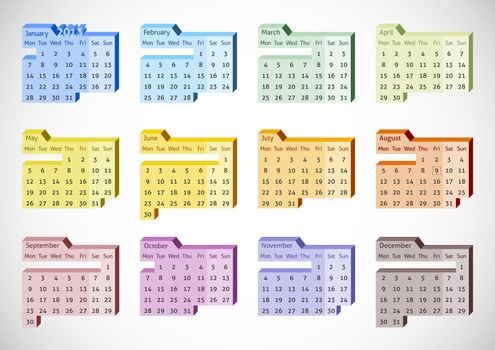 2013 Vector Calendar With Perspective Effect