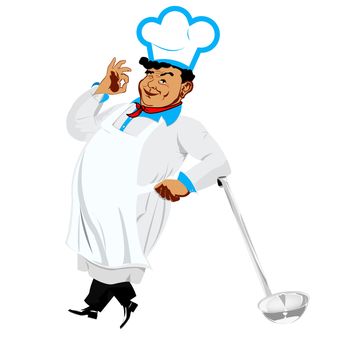 Funny happy Chef on a white background