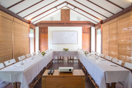 Wooden Contemporary Conference room setting interior