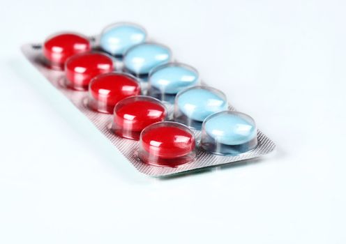 Pack of  red and blue pills. Choice concept