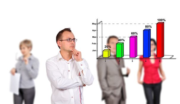 businessman looking at graph showing profit growth