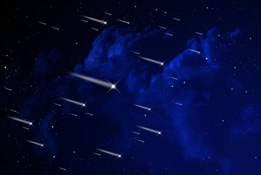 Meteor shower in the orion, Astronomy concept