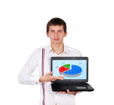 businessman with notebook and growth chart