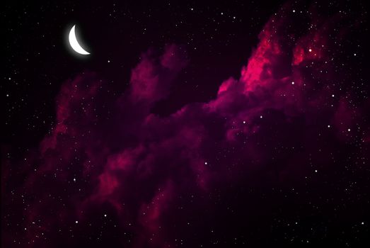 Moon with orion in the deep space, Astronomy concept