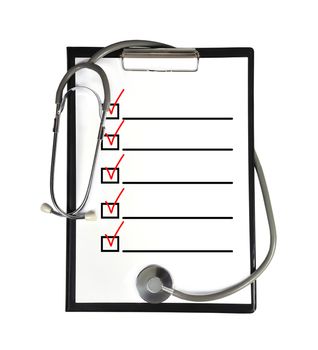 clipboard with checklist and stethoscope